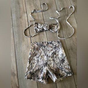 MONTCE Devin Rosa bikini top and zoe shorts in camo print size XS like new
